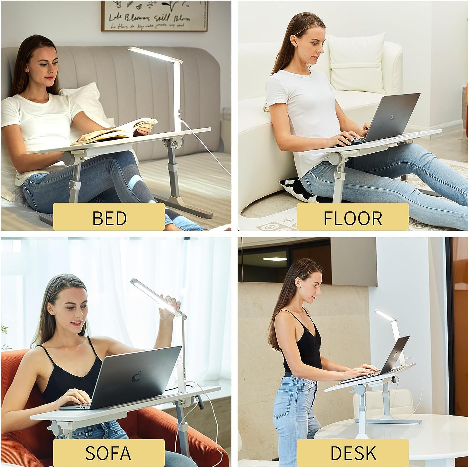 NEW Lap Desk For Laptop, Portable Bed Table Desk, Laptop Desk With LED Light And Drawer, Adjustable Laptop Stand For Bed, Sofa, Study, Reading
