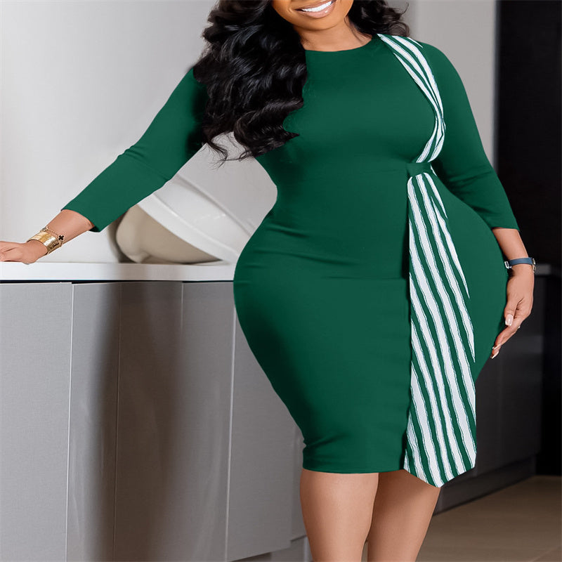 NEW Fashion Hip Slimming Round Neck Pencil Skirt Dress