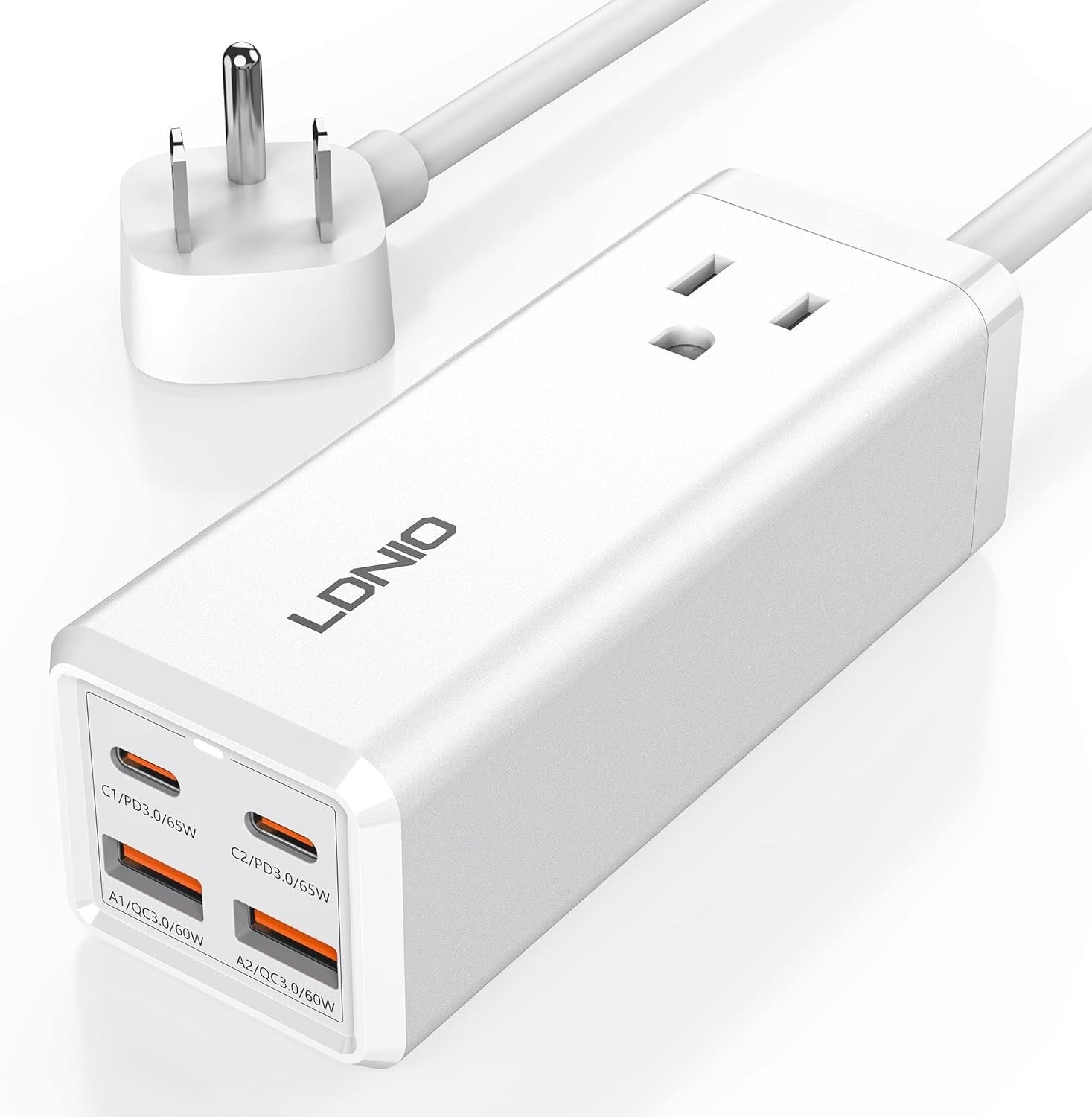 NEW USB C Charger, MANTO 65W 5-in-1 GaN USB Charging Station, Super Fast Charger With 2 USB C Ports, 2 USB Ports And 1 Outlet, USB C Power Strip