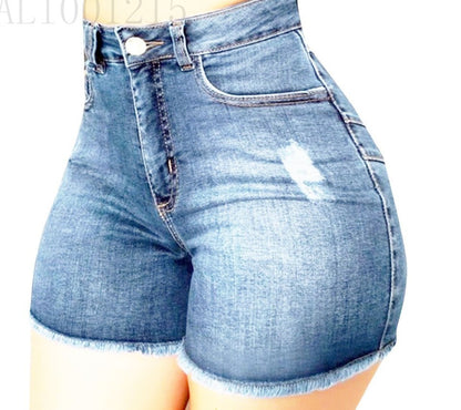 NEW Stretch Slim Fit Ripped Tassel Denim Shorts For Women