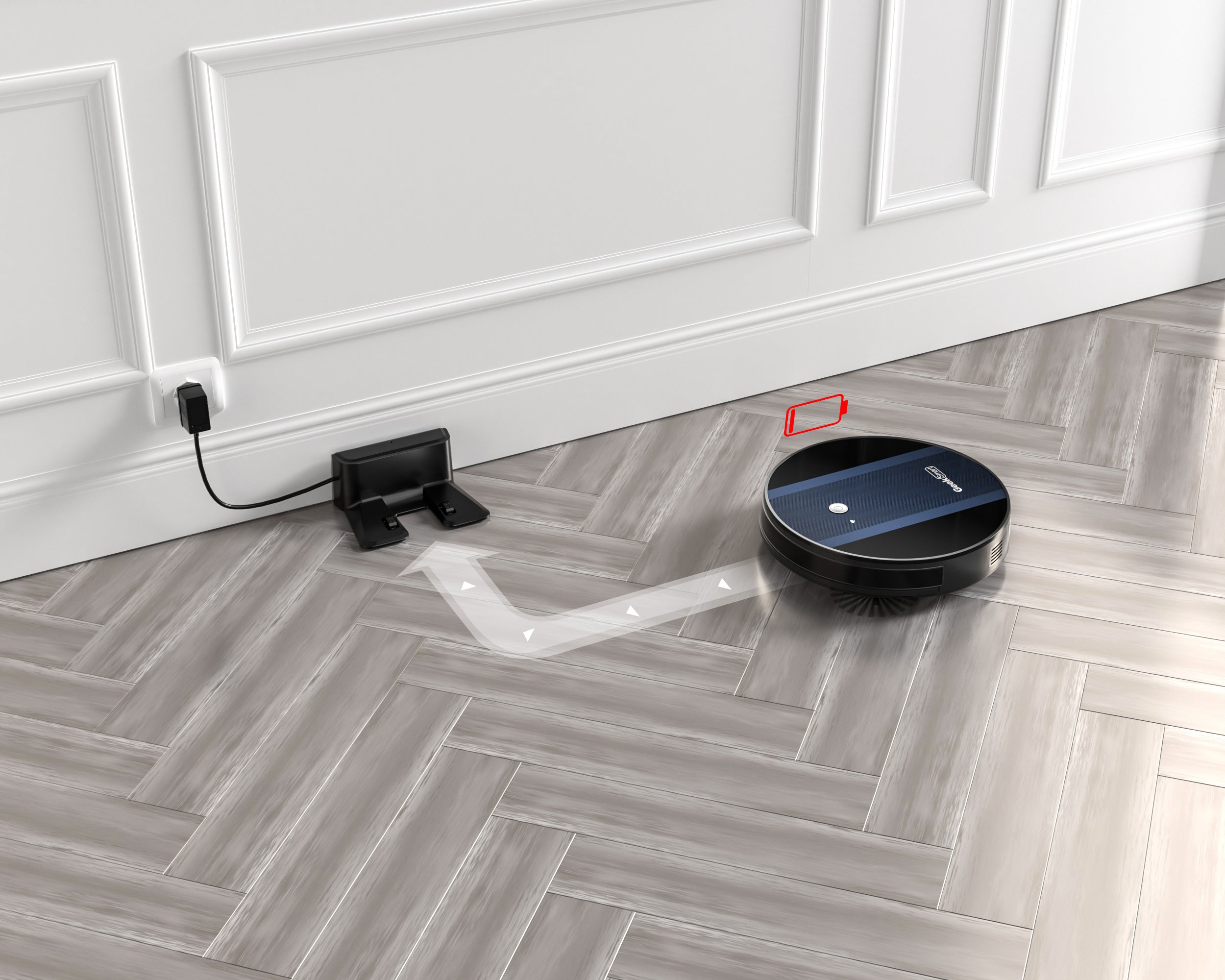 NEW Geek Smart Robot Vacuum Cleaner G6 Plus, Ultra-Thin, 1800Pa Strong Suction, Automatic Self-Charging, Wi-Fi Connectivity, App Control, Custom Cleaning, Great For Hard Floors To Carpets