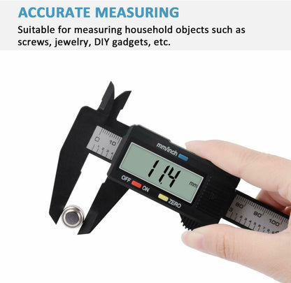 NEW Digital Caliper Electronic Gauge Carbon Fiber Vernier Micrometer Ruler 150mm 6