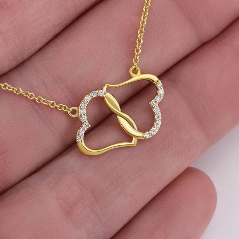 Fashion Necklace Double Love Heart Inlaid Zircon Mother Gift - Jona store