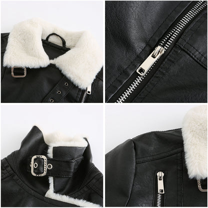 NEW Autumn And Winter New Fur One Leather Jacket Female