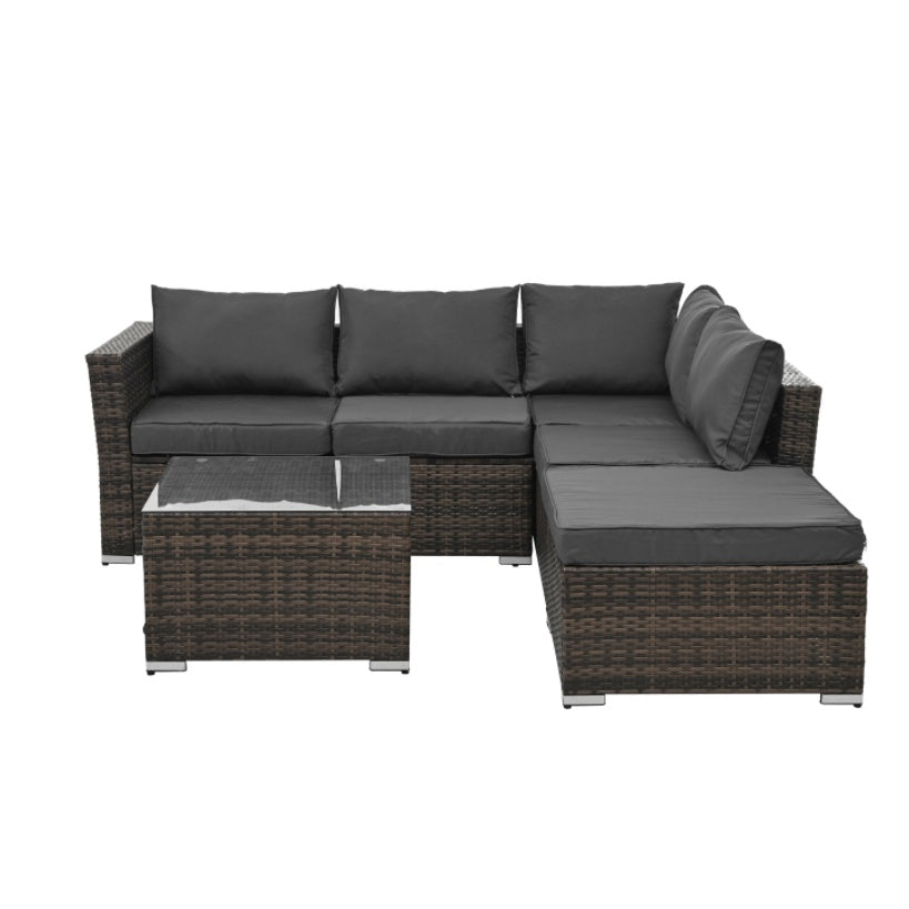 NEW Patio Furniture, Outdoor Furniture, Seasonal PE Wicker Furniture, 4 Set Wicker Furniture With Tempered Glass Coffee Table