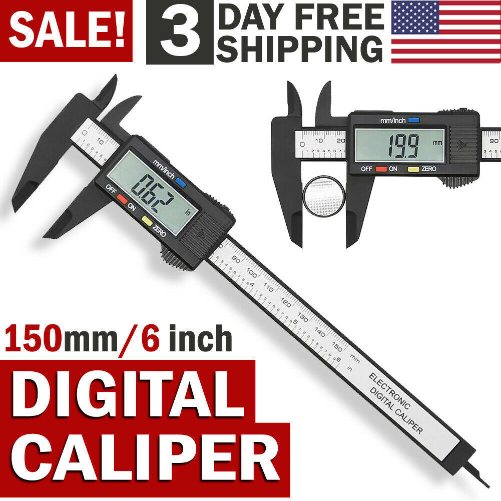 NEW Digital Caliper Electronic Gauge Carbon Fiber Vernier Micrometer Ruler 150mm 6