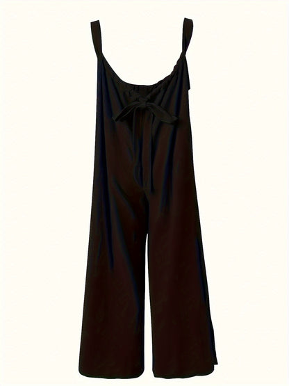 NEW Plus Size Solid Color Pocket Overalls Casual Women&
