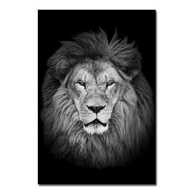 NEW Black And White Animals Tiger And Lion Wall Art Canvas Print Poster