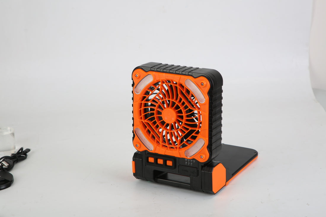 1Pc Solar Camping Fan With LED Lantern 5200mAh Rechargeable Battery Operated Portable Fan With Emergency Power Bank 4 Wind Speeds 3 Light Modes 3 Timers For Hiking Fishing Travel
