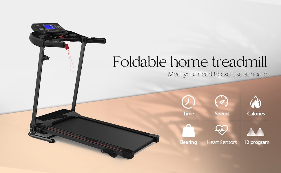NEW VFoldable Treadmill Exercise Walking Machine, Suitable For Apartment Home Office Jogging Compact Folding Treadmill, Walking Pad, Easy Assembly, 12 Preset Programs, 2 Wheel