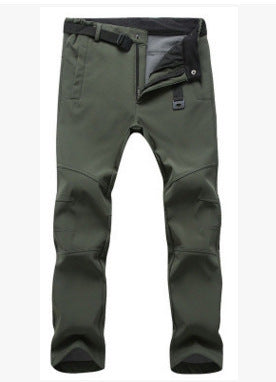 olive green tactical pants with adjustable waist belt and knee reinforcement