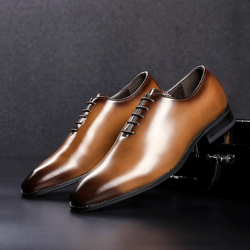 New Leather Hand-polished Business Shoes Men's Formal Wear Lace-up Shoes For Young Gentlemen