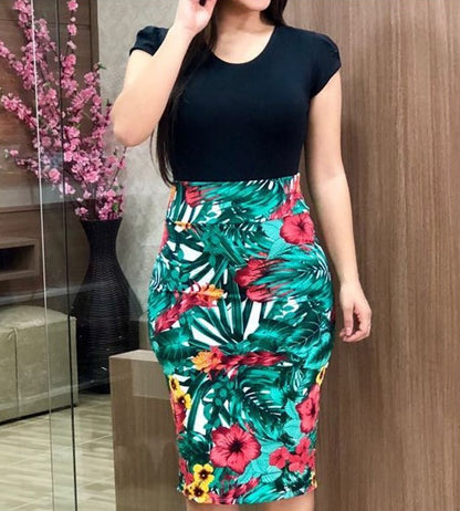 NEW Printed Office Midi Pencil Dress Large Women Dress