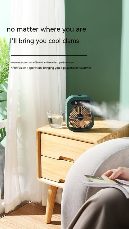 Ice Mist Little Desktop Blowing Refrigeration Humidification Three-in-one Electric Fan USB Charging Air Conditioner Fan