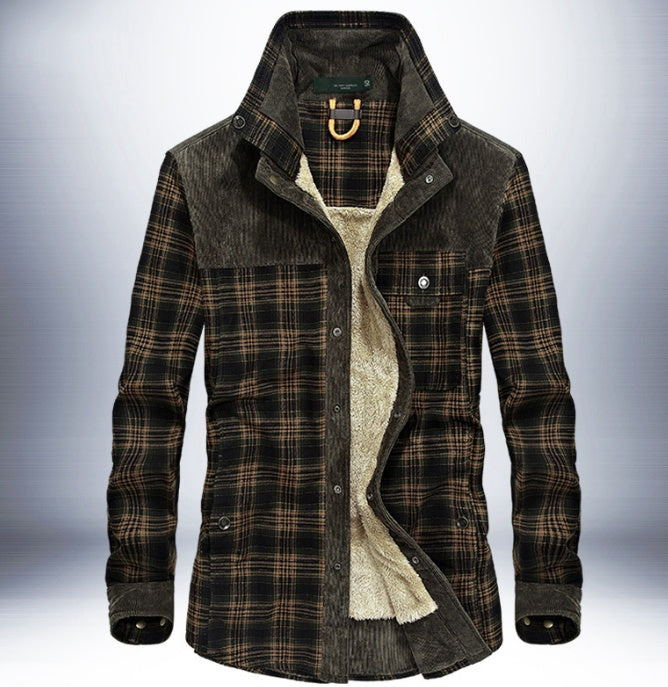 NEW Winter Jacket Men Thicken Warm Fleece Jackets Coats Pure Cotton Plaid Jacket Military Clothes