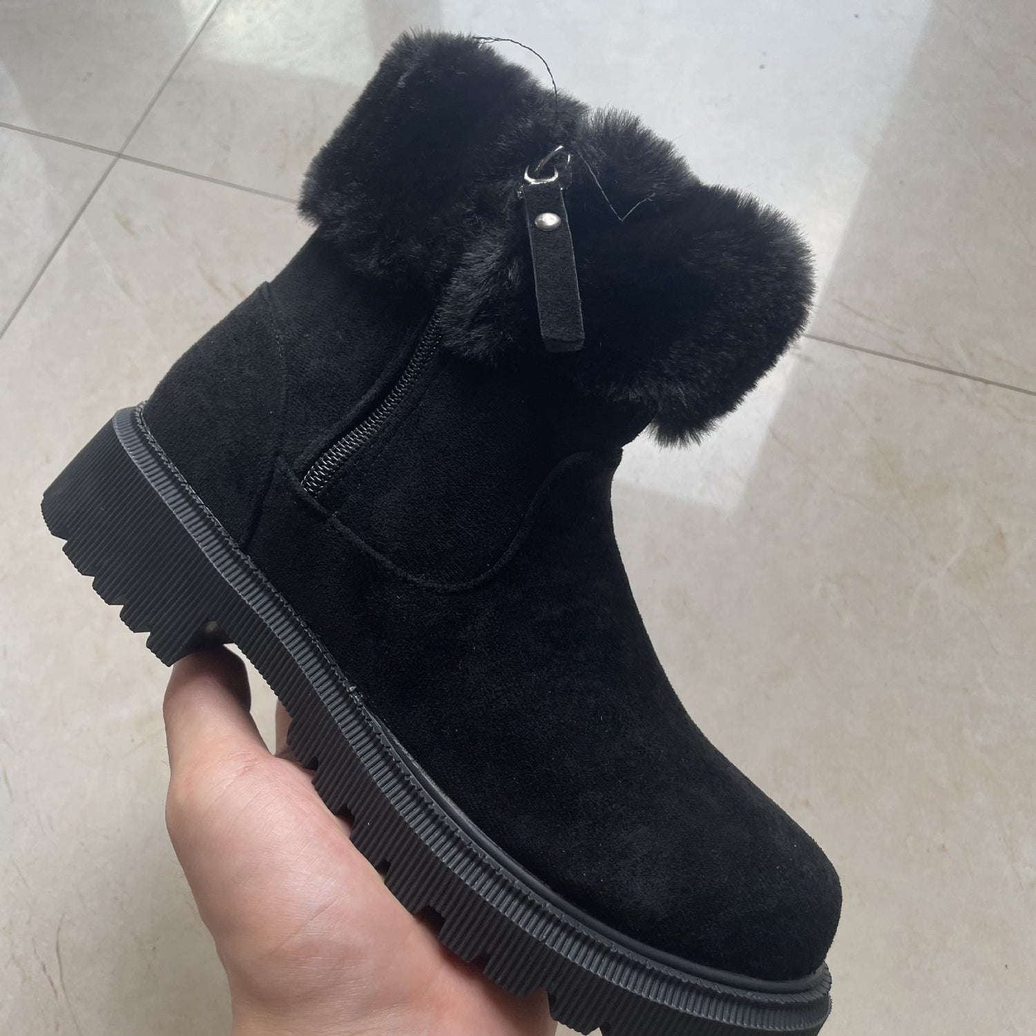 NEW Warm Plush Boots Winter Fashion Side-Zipper Snow Boot For Women Outdoor Thickened Low-heelded Shoes