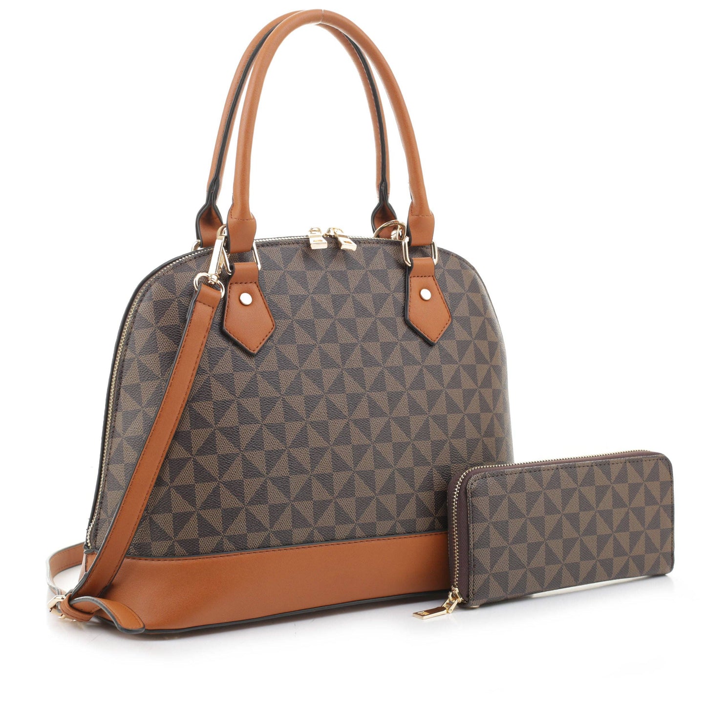 M20187 Geometric Monogram Designer Dome Satchel Set