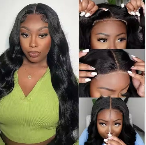 NEW Ready To Go   HD Lace Front Wigs Glueless Put-on Go Body Wave Wig Pre-Plucked Blend Human Hair Transparent Lace Color