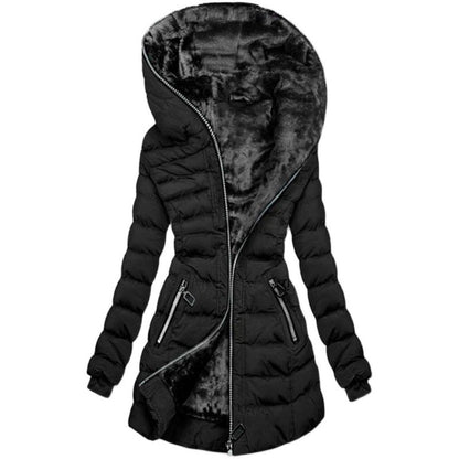 Hooded long-sleeved warm and velvet cotton jacket