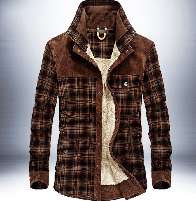 NEW Winter Jacket Men Thicken Warm Fleece Jackets Coats Pure Cotton Plaid Jacket Military Clothes