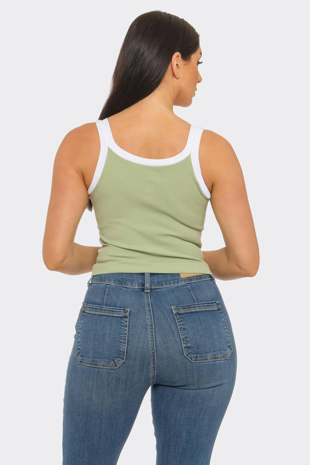 Seamless Contrast Band "1998" Screen Tank Top