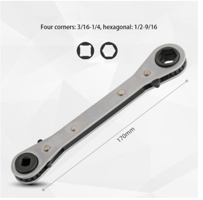 Two-way Ratchet Wrench With Four Corners And Square Hex