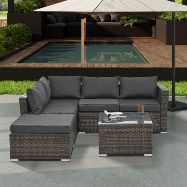 NEW Patio Furniture, Outdoor Furniture, Seasonal PE Wicker Furniture, 4 Set Wicker Furniture With Tempered Glass Coffee Table