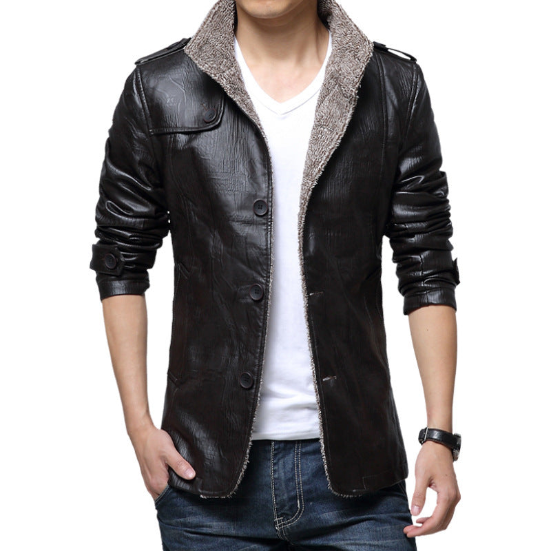 Men’s Classic PU Leather Jacket – Slim Fit, Soft Polyester Lining, Stylish Everyday Outerwear