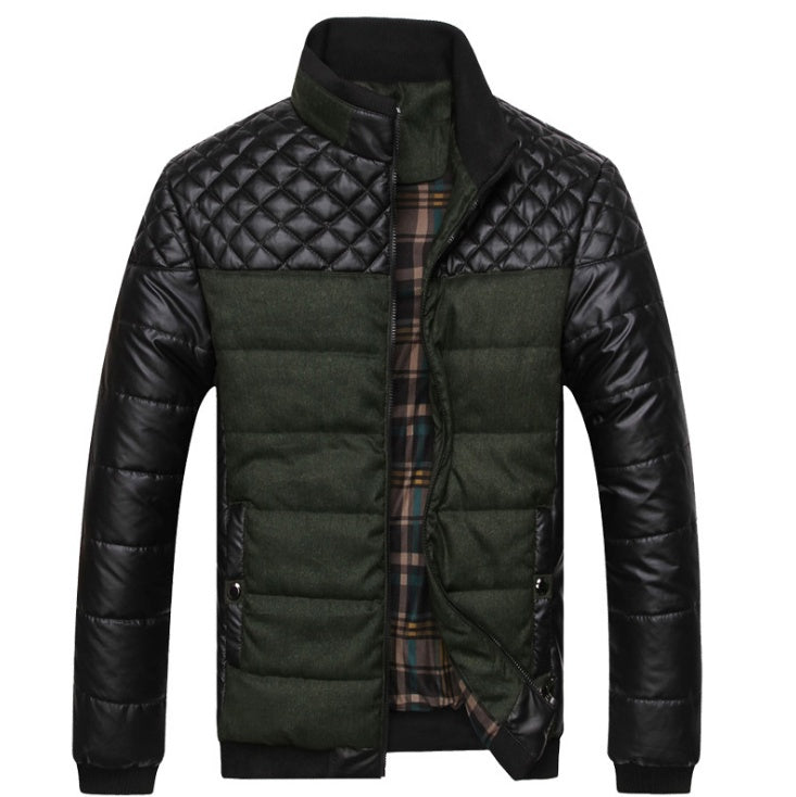 NEW Men's cotton clothing men's Korean version of the solid color stitching middle-aged men's cotton men's self-cultivation collar