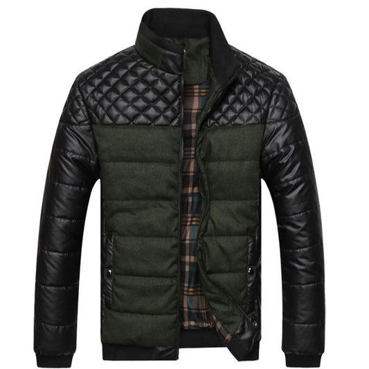 NEW Men's cotton clothing men's Korean version of the solid color stitching middle-aged men's cotton men's self-cultivation collar