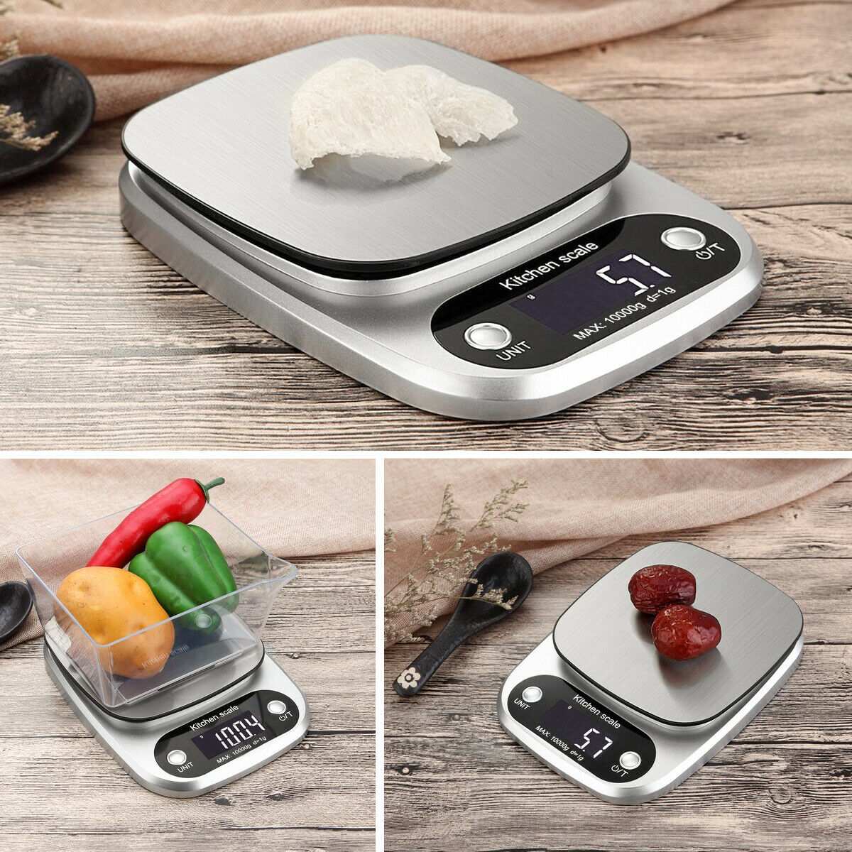 NEW Digital Kitchen Food Diet Scale, Multifunction Weight Balance 22lbs 1g Kitchen Scale Stainless Steel Weighing Scale For Food Diet Postal Balance Measuring