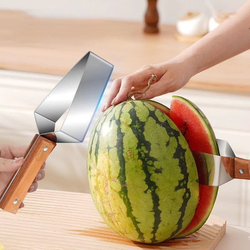 New Watermelon Splitter Watermelon Cutting Artifact 430 Stainless Steel Cutting Piece Splitter Household Melon Triangle Cutting Knife Fruit Knife Kitchen Gadgets