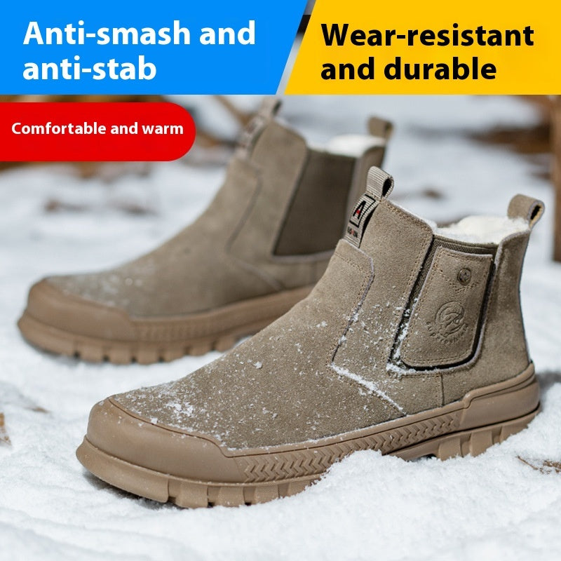 Anti-smashing And Anti-penetration Winter Thickened Work Shoes Men