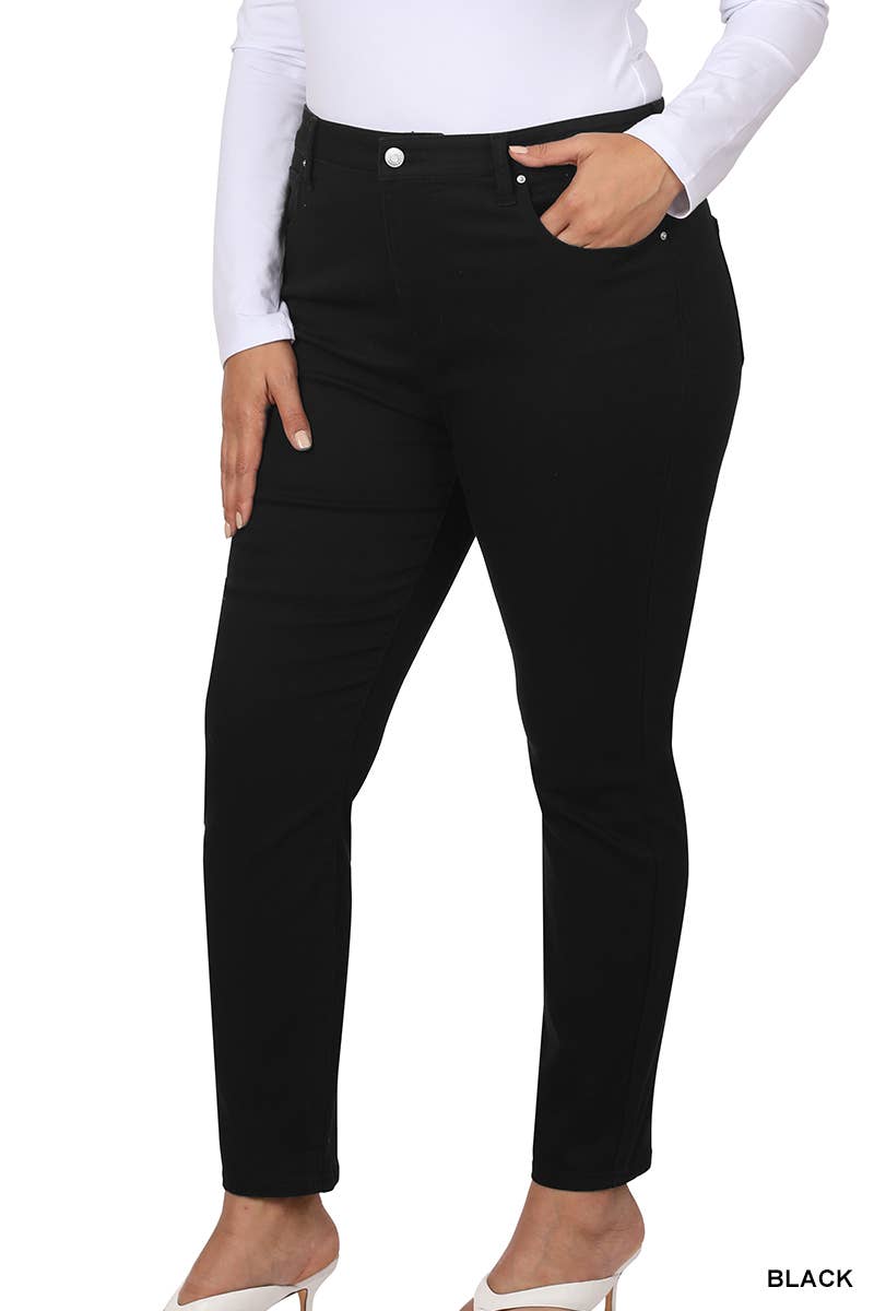 Plus High Rise Skinny Color Denim Pants Zenana