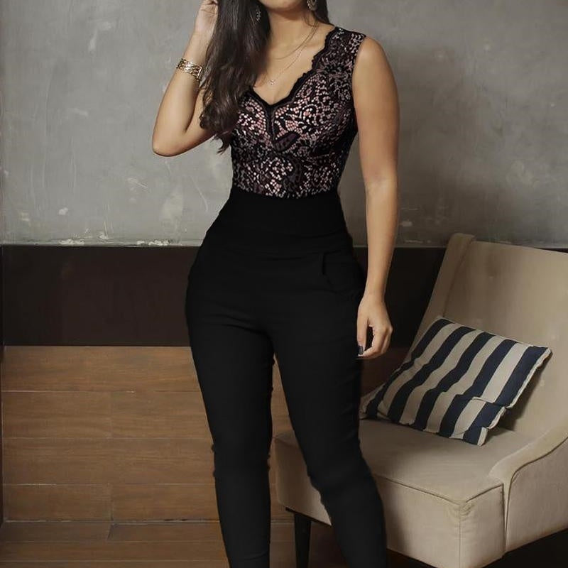 New Hot Sale V-neck Lace Jumpsuit