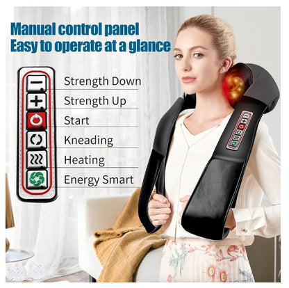 NEW Shiatsu Back Neck And Shoulder Massager With Heat Deep Tissue 3D Kneading Pillow