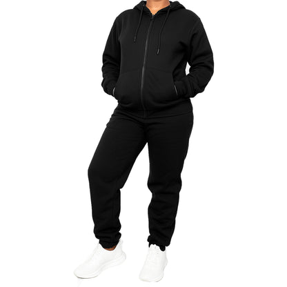 Women's Fleece Lined 2 Piece Full-Zip Hoodie and Jogger Set