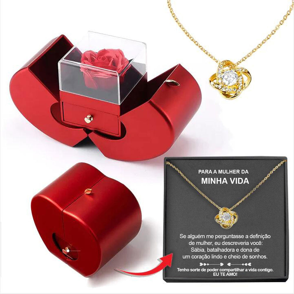 Ruby Charm : Collier de roses éternelles édition Saint-Valentin dans un souvenir en velours