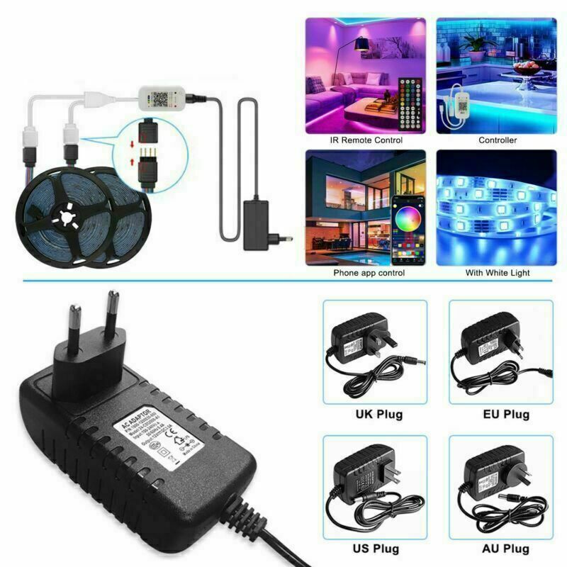 RGB LED Strip Lights 5050 SMD – Bluetooth Smart Light Strip with Remote + App Control (5–20m)