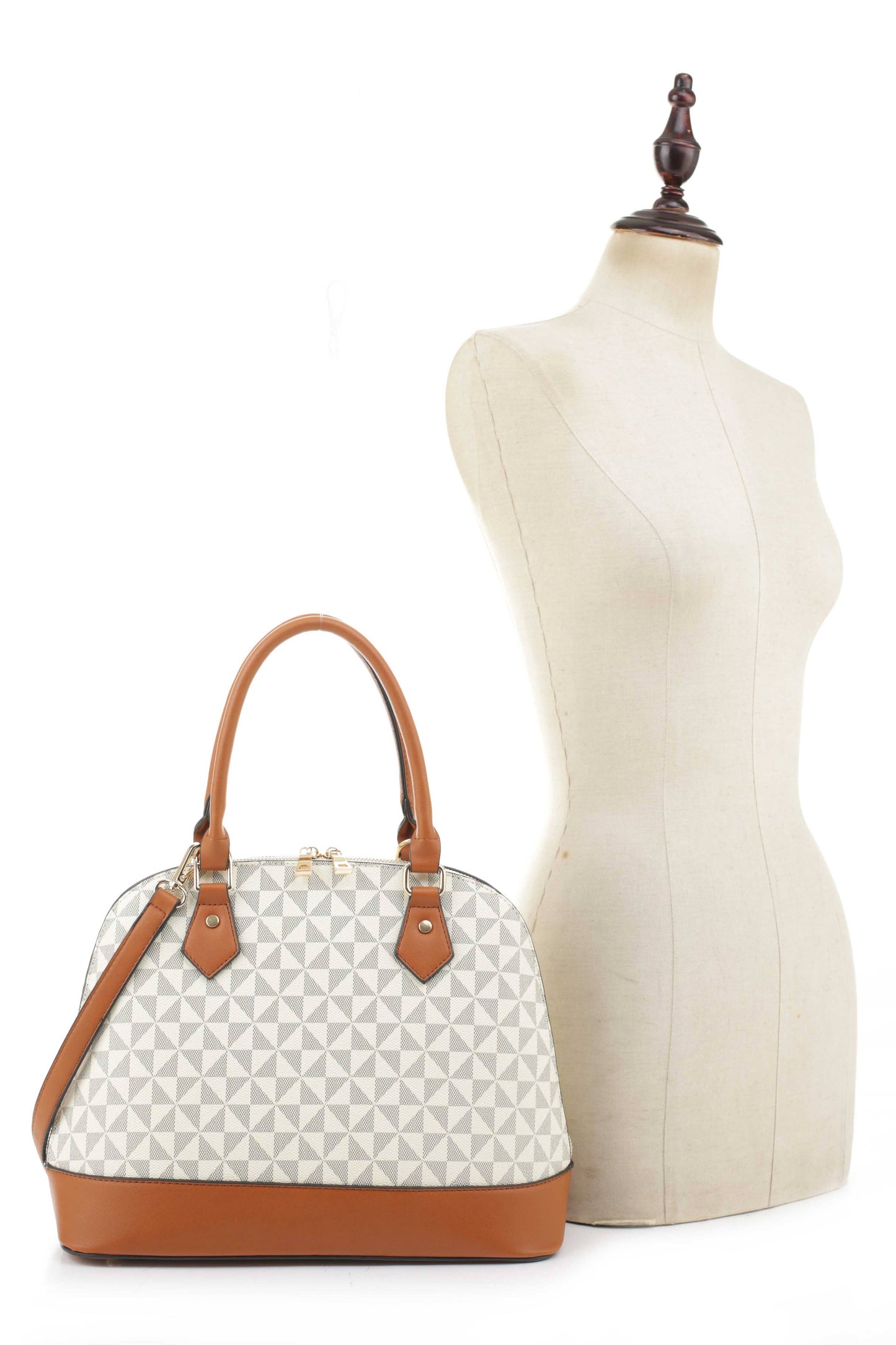 M20187 Geometric Monogram Designer Dome Satchel Set