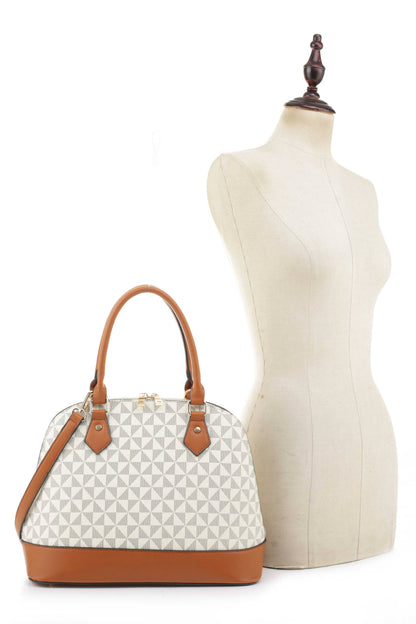 M20187 Geometric Monogram Designer Dome Satchel Set