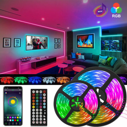 RGB LED Strip Lights 5050 SMD – Bluetooth Smart Light Strip with Remote + App Control (5–20m)