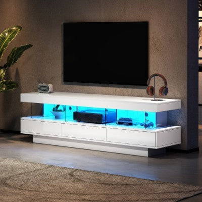 (uk CUSTOMERS) TV Stand Cabinet High Gloss TV Stand Unit With LED Lights 160CM,