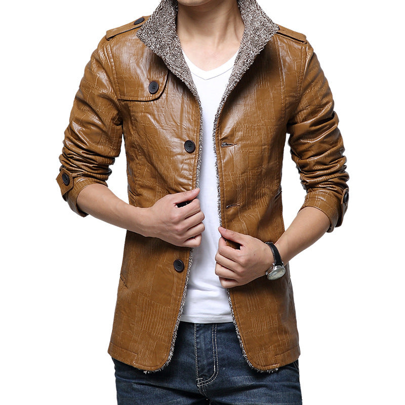 Men’s Classic PU Leather Jacket – Slim Fit, Soft Polyester Lining, Stylish Everyday Outerwear