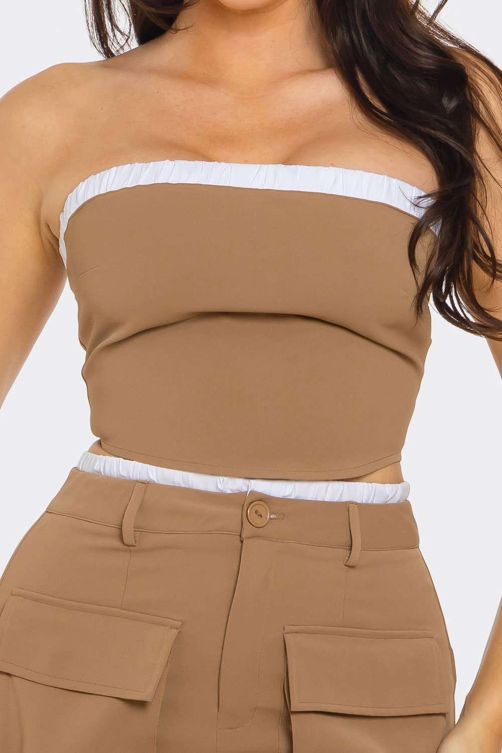 Elastic Trim Tube Top And Mini Skirt Set