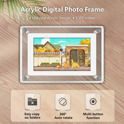 NEW Crystal Advertising Player Acrylic 5 Inch 4GB IPS Screen Digital Photo Frame For Gift