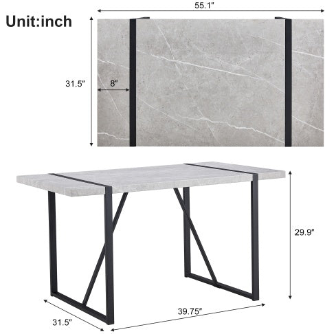 NEW Modern Dining Table, 55 Inch Kitchen Table For 4 People, Rectangular Dinner Table For Dining Room, Home Office, Living Room Furniture, Easy Assembly,