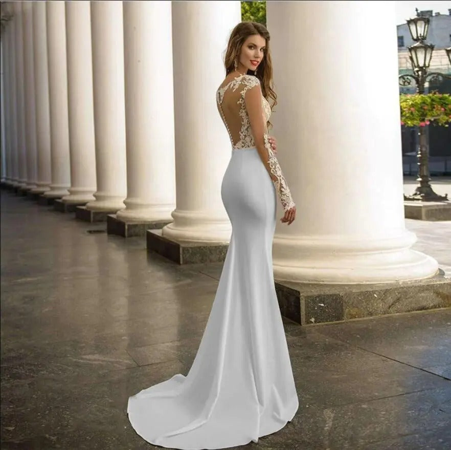 Lace Long Sleeve Mermaid Wedding Dress