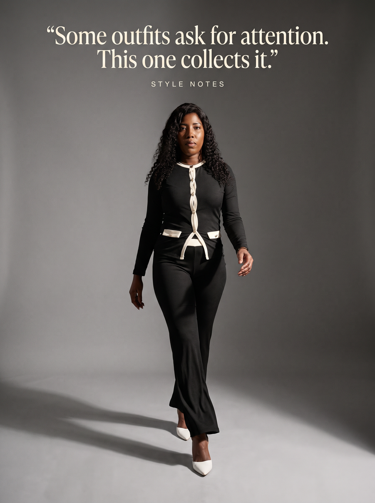 Ribbed Knit Cardigan & Wide-Leg Pants Set