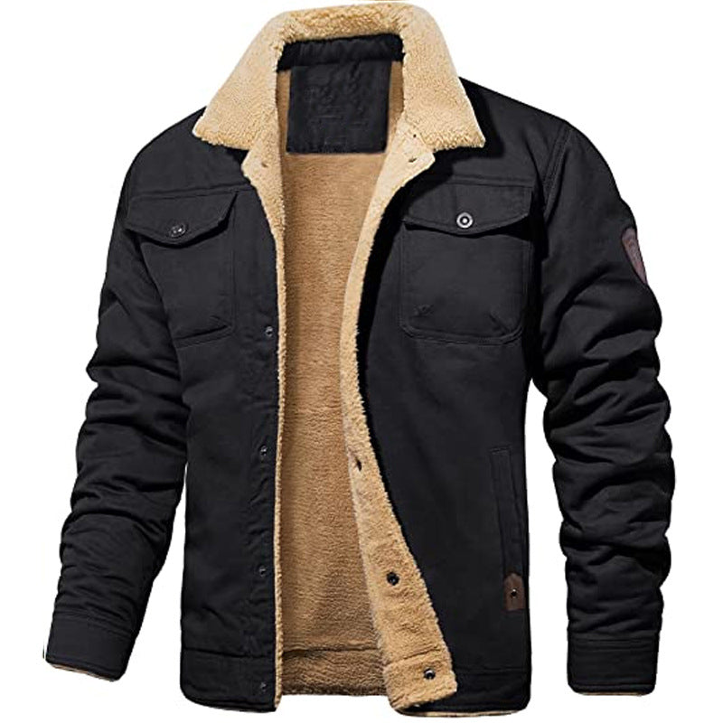 Men's European Lapel Military Multi-pocket Jacket Coat Cotton-padded Jacket Autumn And Winter
